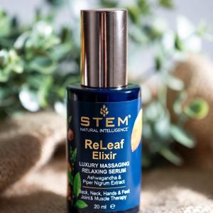 Best STEM Natural Intelligence ReLeaf Elixir – Luxury Massaging Serum with Ashwagandha & Piper Nigrum Extract | Soothing Muscle Rub for Back, Neck, Hands & Feet | Joint & Muscle Therapy
