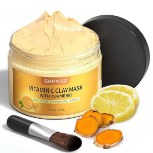 Best SHVYOG Vitamin C Clay Face Mask with Kaolin & Turmeric – Deep Cleansing Mask for Dull Skin, Oil Control & Pore Refining (5.29 oz / 150g)