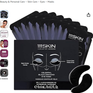 Best 111SKIN Black Diamond Eye Mask – Luxury Hydrating Under-Eye Patches with Retinol, Hyaluronic Acid & Niacinamide | Reduces Dark Circles, Lifts & Firms Fine Lines | 8 Pairs