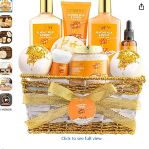 Best Christmas Gift Basket for Women – 10-Piece Almond Milk & Honey Spa Set | Luxury Self-Care Bath Kit for Relaxation | Perfect Holiday, Birthday, Anniversary & Mom Gifts