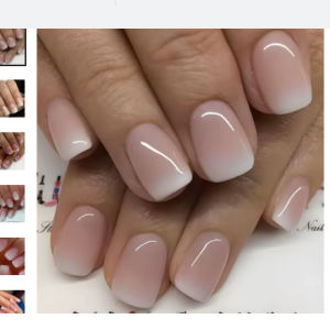 24PCS Short Square French Press-On Nails – Pink & White Gradient False Nails with Jelly Glue | Full Cover Artificial Nail Tips