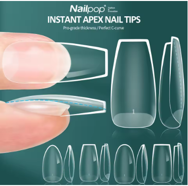 Nailpop Instant Apex Nail Tips Pro Grade Thick False Nails – Salon Quality Acrylic Nail Extensions, Durable Full Cover Press-On Nail Tips for DIY & Professional Use (140/150pcs)