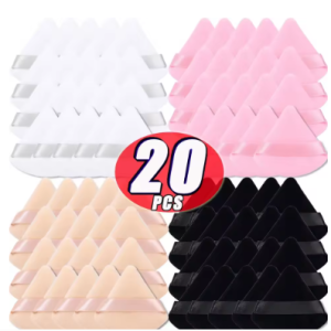 Short Plush Triangle Makeup Powder Puff – Velvet Washable Reusable Cosmetic Sponge for Face & Eye Makeup (1–20 Pcs Set)