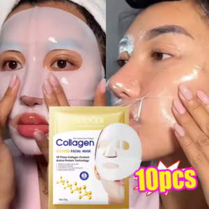 Collagen Anti-Wrinkle Facial Mask (10 PCS) – Korean Anti-Aging Sheet Masks for Firming, Deep Moisturizing, Brightening & Fine Line Repair